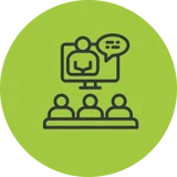 Green icon of instructor-led training.